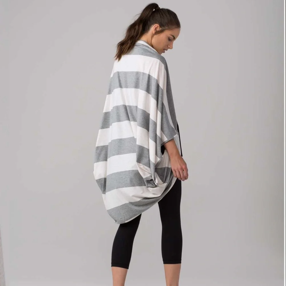 Lululemon Sage Scarf (Cotton) Bold Stripe Medium Grey Heathered Angel Cardigan